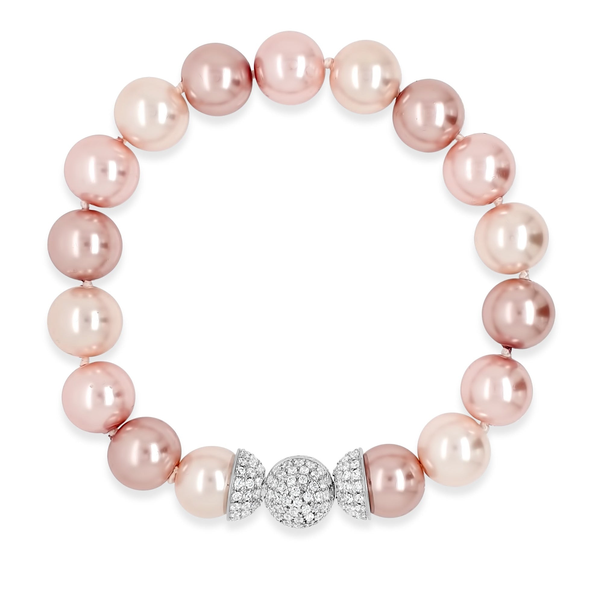 pink pearl pull on ladies bracelet with crystals ireland